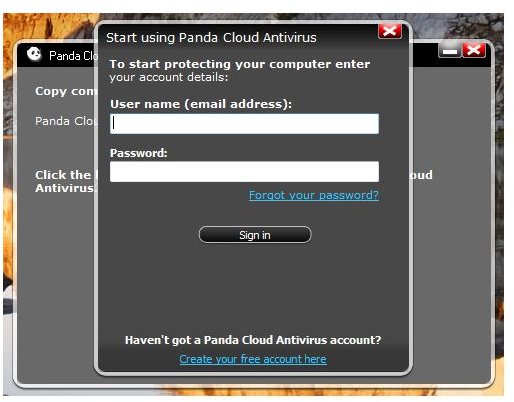 E-mail registration to activate Panda is required