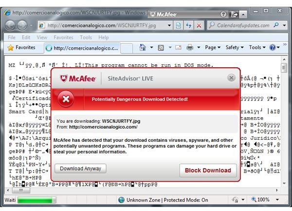 SiteAdvisor Detects Unsafe Download: Trojan Bancos