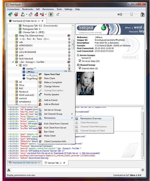 TeamSpeak Main Window