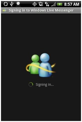 Messenger Log-in Screen on HTC Hero