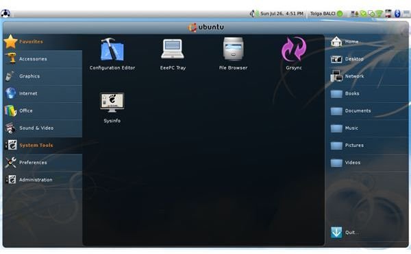 Eeebuntu Netbook Remix System Tools