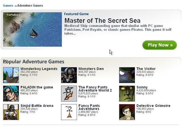 Adventure Games section