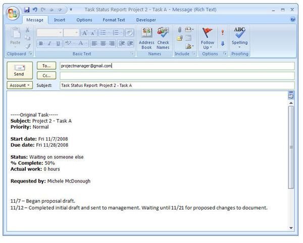 How to Create a Status Report for a Task in Microsoft ...