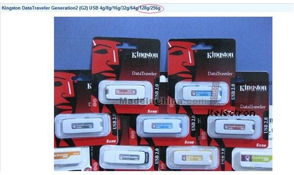 madeinchina.com advertises Kingston Data Traveler 150 up to 256GB capacity