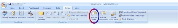 Fig 3 - Protection Options on Review Tab