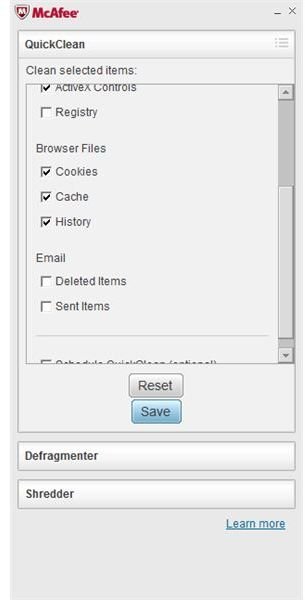 McAfee Antivirus Plus 2011 Guide: QuickClean