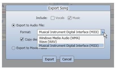 Export Options for Songsmith