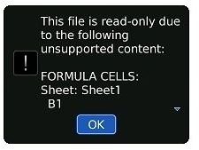 Unsupported formulas error message
