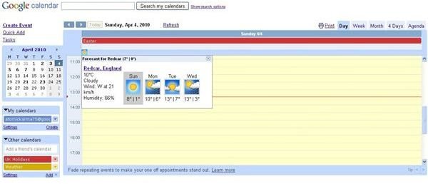 Enjoy A Weather Embedded Google Calendar