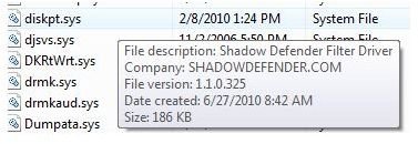 Shadow Defender Driver falsely identified as rootkit using AVG Free