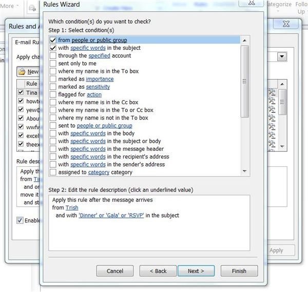 Outlook Rules Wizard