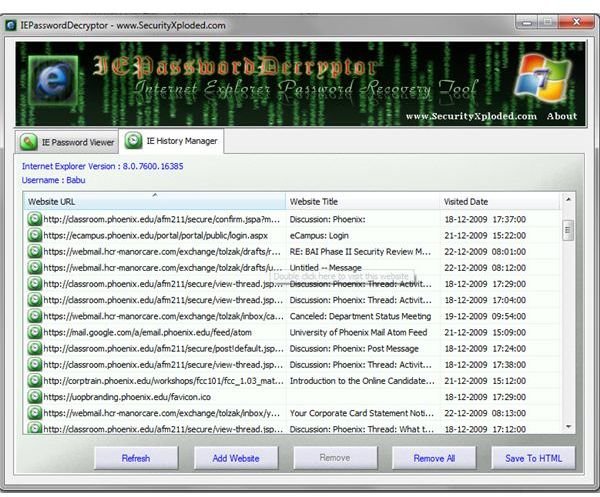 Figure 3: Decryptor Site History Listing