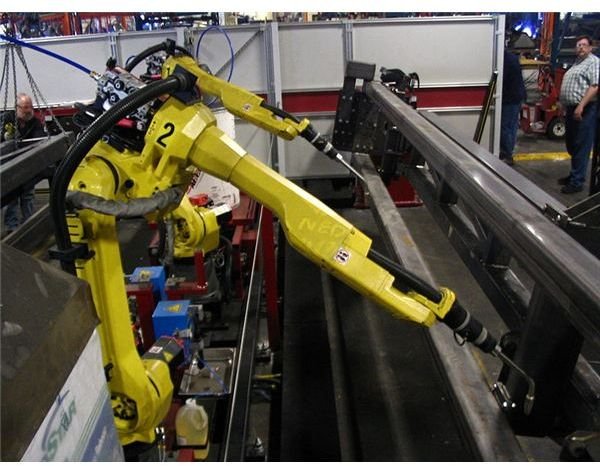 Robots used in welding from Wikipedia by Phasmatisnox