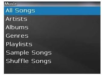 Blackberry Curve Music Categories