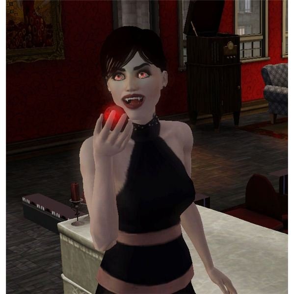 The Sims 3 Elvira Slayer eating Plasma Fruit