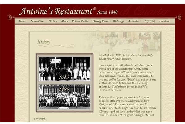 Screenshot Antoine&rsquo;s Restaurant