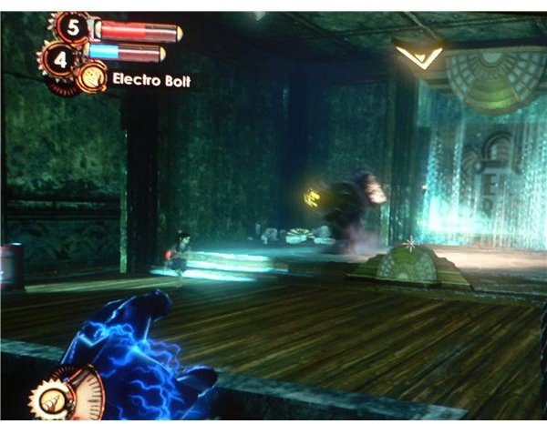 Walkthrough for Bioshock 2: The first encounter with a Big Daddy and Little Sister.
