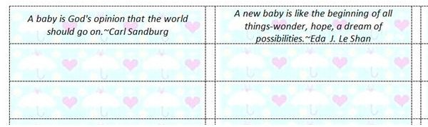 Baby Shower Favor Fortune Templates