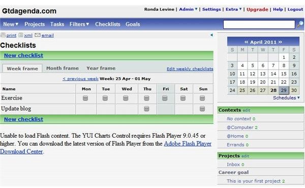 Use the checklist to track habits