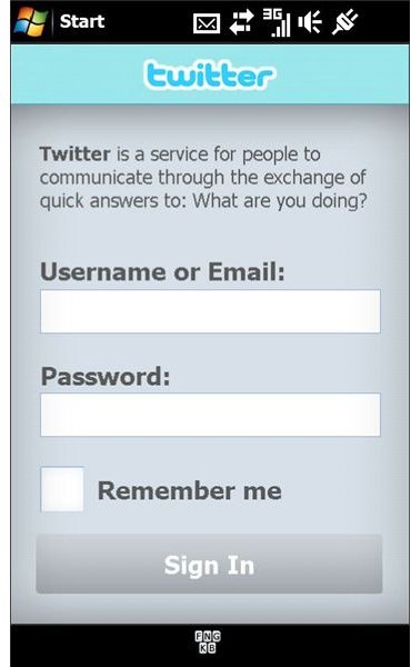 Twitter Panel sign-in screen