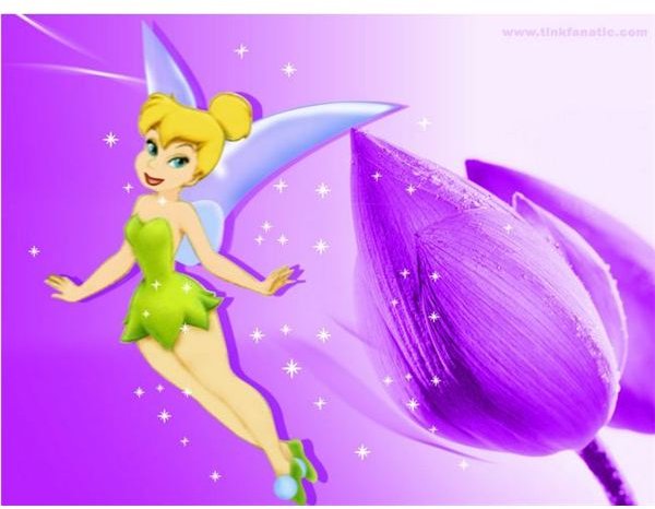 Tinkerbell Flying Purple Background