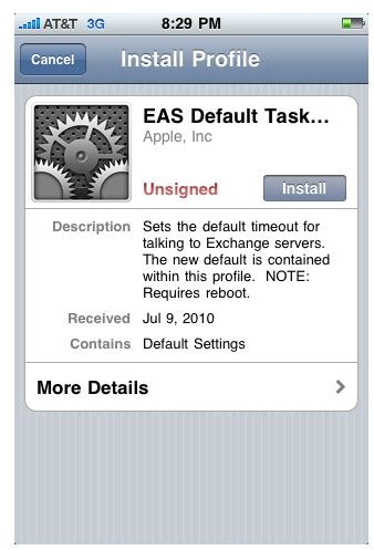 Repairing the iPhone Exchange ActiveSync Problem from the iPhone iOS 4 Update