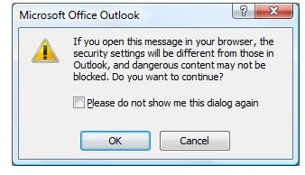 Figure 2 - Outlook 2007 - Security Warning