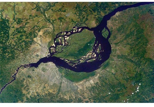 Satellite picture of a section of the Congo River