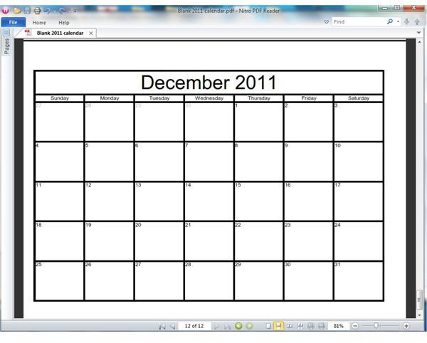 Blank 2011 calendar in PDF format