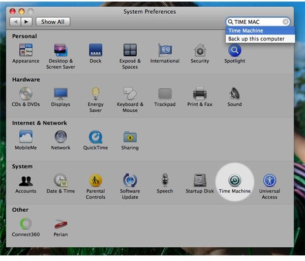 Time Machine icon in the System Preferences pane