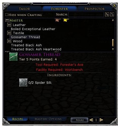 Forester Master Tier LOTRO Crafting
