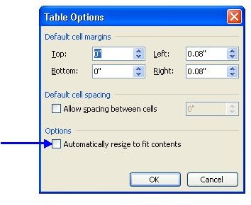 automatically adjust table columns to fit text in word