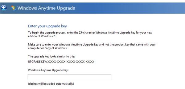enter an upgrade key