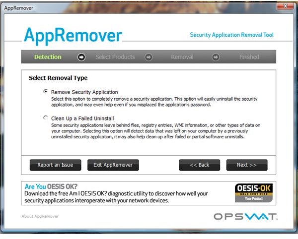 Removal Type using AppRemover