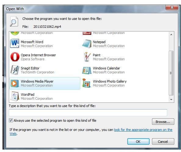 Associate MP4 files on Windows Media Player