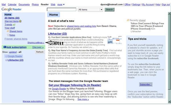 Use Sharing Features to Manage Google Reader Contact Feeds - ARCHIVED