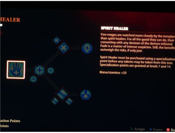 Dragon Age 2 Mage Specialization Guide: The Spirit Healer spell tree.