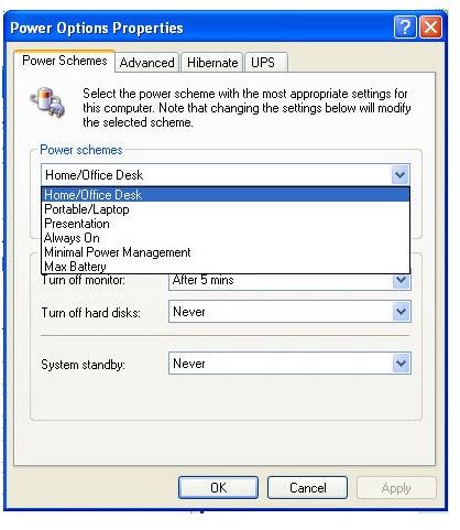 Use Power Management Settings to Decrease Power Consumption - Helpful Energy Savings Tips You Can Do with Windows XP!