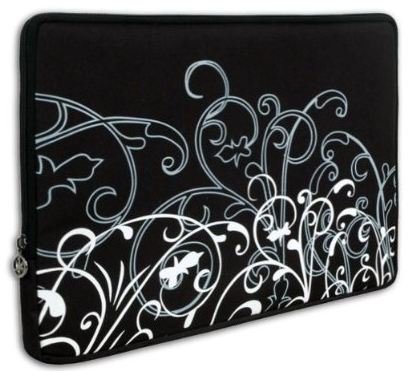 Black and White Fleur Laptop Case