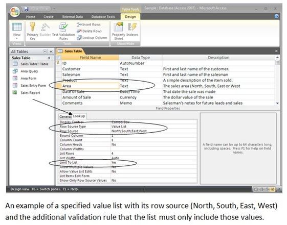 Lookup data validation in Table Design