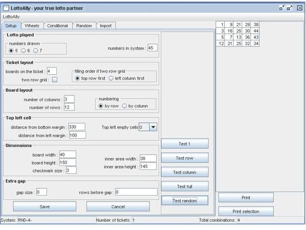 LottoAlly prints tickets and selects random numbers