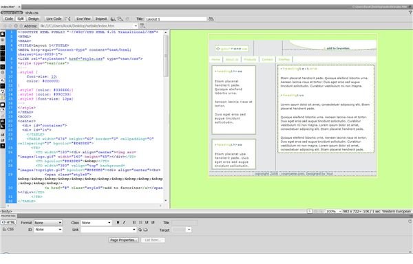 A screenshot of Adobe Dreamweaver&rsquo;s 