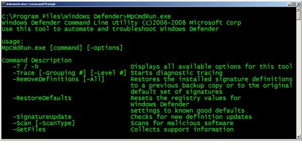 How to Use the Windows Defender Command Line Utility