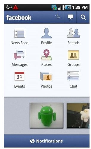 Facebook for Android Home Screen