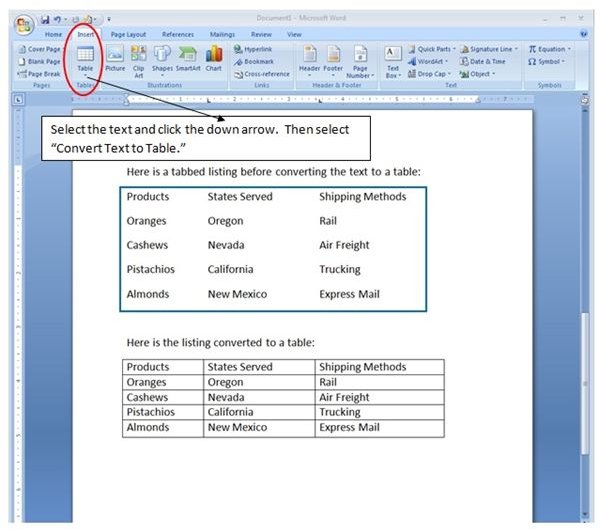 Converting Text to a Table
