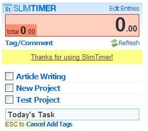 slimtimer newtask