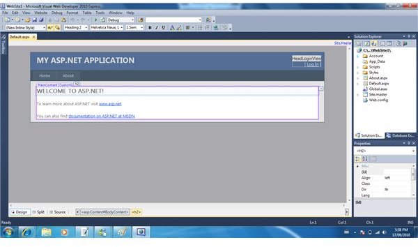 Visual Web Developer Design View