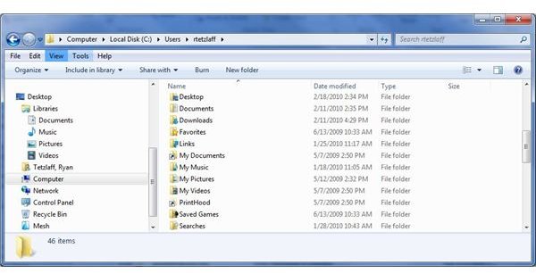 Figure 2: Windows 7 My Folders