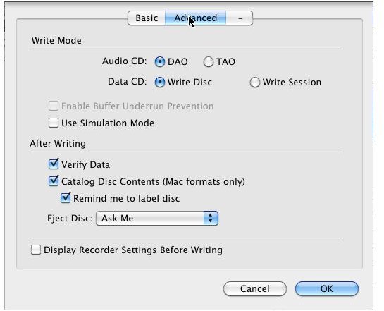 Configuring Your Disc Burning Project