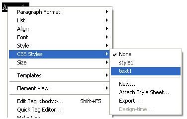 How To Create a New CSS Text Style in Dreamweaver - new style created
